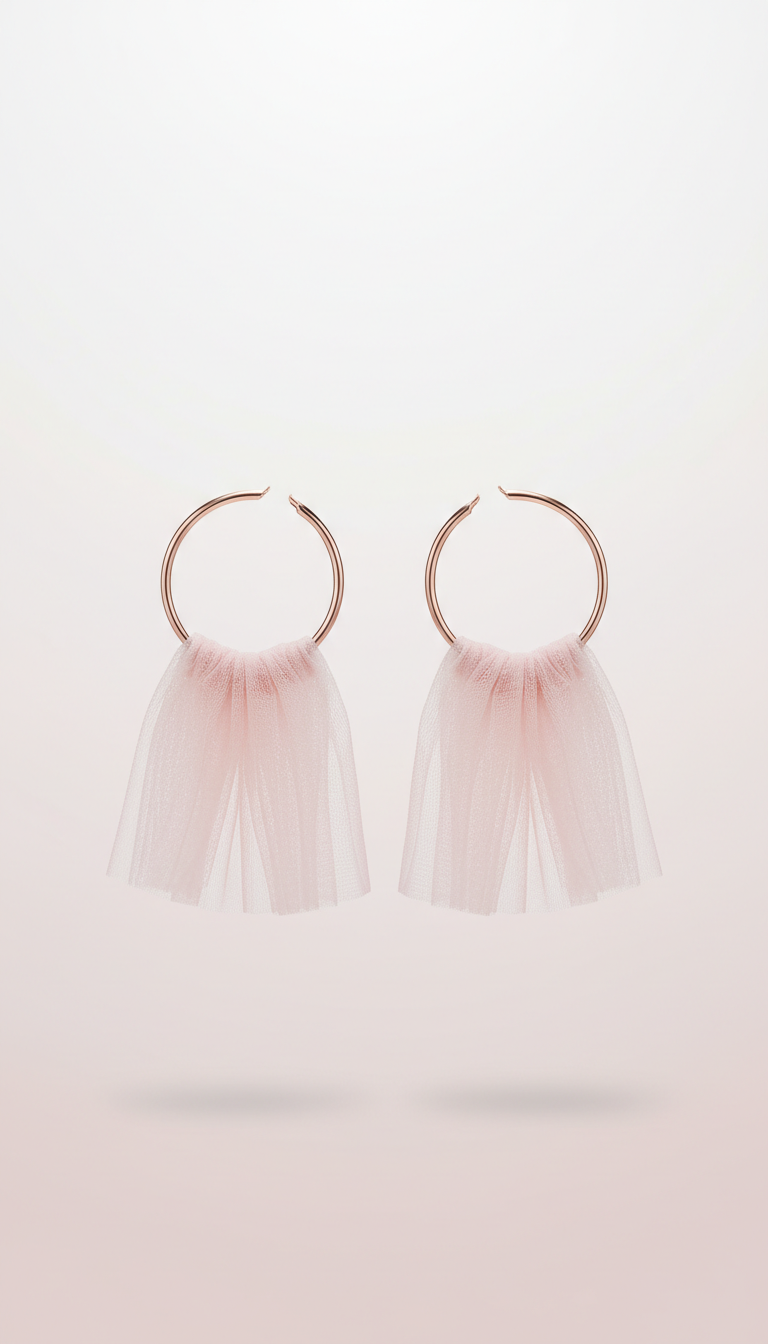 Blush Veil Dainty Hoop Earrings