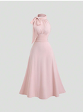 Blush Bow Halter Midi Dress