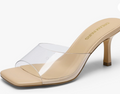 Clear transparent strap nude stiletto mule heel